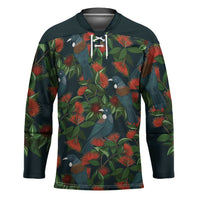 New Zealand Christmas Hockey Jersey Romantic Tui Birds on Pohutukawa - Cobalt LT7 Unisex Cobalt - Polynesian Pride