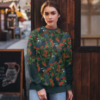 New Zealand Christmas Ugly Christmas Sweater Romantic Tui Birds on Pohutukawa - Cobalt LT7 - Polynesian Pride