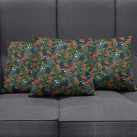 New Zealand Christmas Pillow Cover Romantic Tui Birds on Pohutukawa - Cobalt LT7 - Polynesian Pride
