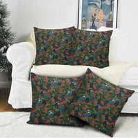 New Zealand Christmas Pillow Cover Romantic Tui Birds on Pohutukawa - Cobalt LT7 - Polynesian Pride