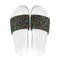 New Zealand Christmas Slide Sandals Romantic Tui Birds on Pohutukawa - Cobalt LT7 Cobalt - Polynesian Pride