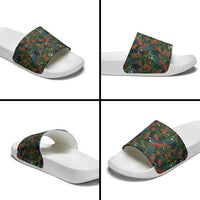 New Zealand Christmas Slide Sandals Romantic Tui Birds on Pohutukawa - Cobalt LT7 - Polynesian Pride
