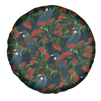 New Zealand Christmas Spare Tire Cover Romantic Tui Birds on Pohutukawa - Cobalt LT7 - Polynesian Pride