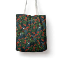 New Zealand Christmas Tote Bag Romantic Tui Birds on Pohutukawa - Cobalt LT7 - Polynesian Pride