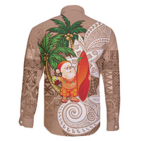 Polynesian Family Matching Short Sleeve Bodycon Dress and Hawaiian Shirt Tropical Santa - Plumeria Beige Vintage LT7 - Polynesian Pride