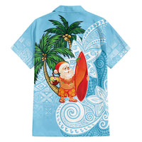 Polynesian Family Matching Puletasi and Hawaiian Shirt Tropical Santa - Plumeria Turquoise Vintage LT7 - Polynesian Pride