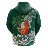 Polynesian Hoodie Tropical Santa - Plumeria Green Vintage