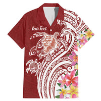 Aloha Hawaii Island Personalized Family Matching Mermaid Dress and Hawaiian Shirt Crimson Dreamy Turtle LT7 Dad's Shirt - Short Sleeve Red - Polynesian Pride
