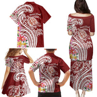 Aloha Hawaii Island Personalized Family Matching Puletasi and Hawaiian Shirt Crimson Dreamy Turtle LT7 - Polynesian Pride