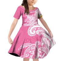 Aloha Maui Island Personalized Family Matching Off Shoulder Short Dress and Hawaiian Shirt Rose Dreamy Turtle LT7 Daughter's Dress Rose Pink - Polynesian Pride