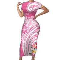 Aloha Maui Island Personalized Family Matching Short Sleeve Bodycon Dress and Hawaiian Shirt Rose Dreamy Turtle LT7 Mom's Dress Rose Pink - Polynesian Pride