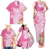 Aloha Maui Island Personalized Family Matching Tank Maxi Dress and Hawaiian Shirt Rose Dreamy Turtle LT7 - Polynesian Pride