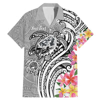 Aloha Kahoolawe Island Personalized Family Matching Mermaid Dress and Hawaiian Shirt Ashen Dreamy Turtle LT7 Dad's Shirt - Short Sleeve Grey - Polynesian Pride