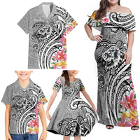 Aloha Kahoolawe Island Personalized Family Matching Off Shoulder Maxi Dress and Hawaiian Shirt Ashen Dreamy Turtle LT7 - Polynesian Pride