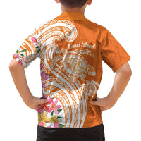 Aloha Lanai Island Personalized Family Matching Tank Maxi Dress and Hawaiian Shirt Orange Dreamy Turtle LT7 - Polynesian Pride