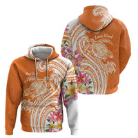 Aloha Lanai Island Personalized Zip Hoodie Orange Dreamy Turtle