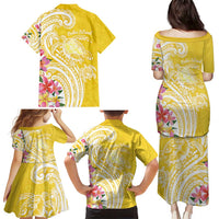 Aloha Oahu Island Personalized Family Matching Puletasi and Hawaiian Shirt Yellow Dreamy Turtle LT7 - Polynesian Pride