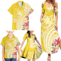 Aloha Oahu Island Personalized Family Matching Summer Maxi Dress and Hawaiian Shirt Yellow Dreamy Turtle LT7 - Polynesian Pride