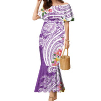 Aloha Kauai Island Personalized Family Matching Mermaid Dress and Hawaiian Shirt Lilac Dreamy Turtle LT7 Mom's Dress Lilac - Polynesian Pride