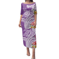 Aloha Kauai Island Personalized Family Matching Puletasi and Hawaiian Shirt Lilac Dreamy Turtle LT7 Mom's Dress Lilac - Polynesian Pride