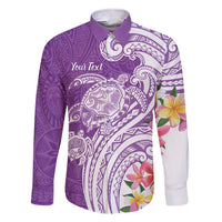 Aloha Kauai Island Personalized Family Matching Short Sleeve Bodycon Dress and Hawaiian Shirt Lilac Dreamy Turtle LT7 Dad's Shirt - Long Sleeve Lilac - Polynesian Pride