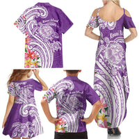Aloha Kauai Island Personalized Family Matching Summer Maxi Dress and Hawaiian Shirt Lilac Dreamy Turtle LT7 - Polynesian Pride