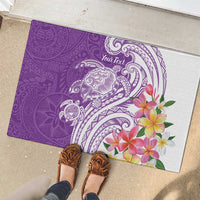 Aloha Kauai Island Personalized Rubber Doormat Lilac Dreamy Turtle