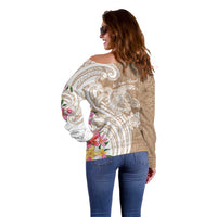 Aloha Ni’ihau Island Personalized Off Shoulder Sweater Beige Dreamy Turtle