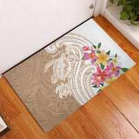 Aloha Ni’ihau Island Personalized Rubber Doormat Beige Dreamy Turtle