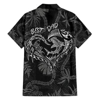 Hawaii Father's Day Vintage Lei Family Matching Long Sleeve Bodycon Dress and Hawaiian Shirt Hauoli la Makuakane - Black LT7 - Polynesian Pride