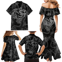 Hawaii Father's Day Vintage Lei Family Matching Mermaid Dress and Hawaiian Shirt Hauoli la Makuakane - Black LT7 - Polynesian Pride