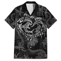 Hawaii Father's Day Vintage Lei Family Matching Off Shoulder Maxi Dress and Hawaiian Shirt Hauoli la Makuakane - Black LT7 Dad's Shirt - Short Sleeve Black - Polynesian Pride