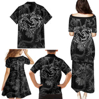 Hawaii Father's Day Vintage Lei Family Matching Puletasi and Hawaiian Shirt Hauoli la Makuakane - Black LT7 - Polynesian Pride