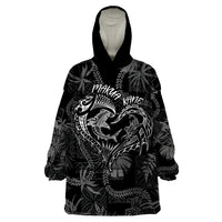 Hawaii Father's Day Vintage Lei Wearable Blanket Hoodie Hauoli la Makuakane - Black LT7 One Size Black - Polynesian Pride