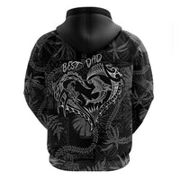 Hawaii Father's Day Vintage Lei Zip Hoodie Hauoli la Makuakane - Black LT7 - Polynesian Pride