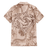 Hawaii Father's Day Vintage Lei Family Matching Short Sleeve Bodycon Dress and Hawaiian Shirt Hauoli la Makuakane - Beige LT7 - Polynesian Pride
