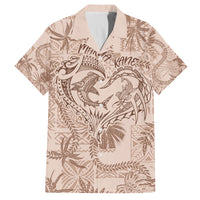 Hawaii Father's Day Vintage Lei Family Matching Summer Maxi Dress and Hawaiian Shirt Hauoli la Makuakane - Beige LT7 Dad's Shirt - Short Sleeve Beige - Polynesian Pride