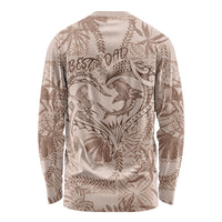 Hawaii Father's Day Vintage Lei Long Sleeve Shirt Hauoli la Makuakane - Beige LT7 - Polynesian Pride