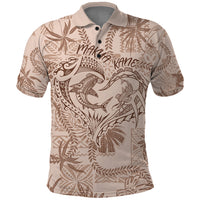 Hawaii Father's Day Vintage Lei Polo Shirt Hauoli la Makuakane - Beige LT7 Beige - Polynesian Pride