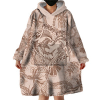 Hawaii Father's Day Vintage Lei Wearable Blanket Hoodie Hauoli la Makuakane - Beige LT7 - Polynesian Pride