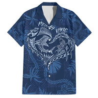 Hawaii Father's Day Vintage Lei Family Matching Off Shoulder Short Dress and Hawaiian Shirt Hauoli la Makuakane - Blue LT7 Dad's Shirt - Short Sleeve Blue - Polynesian Pride