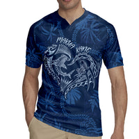 Hawaii Father's Day Vintage Lei Rugby Jersey Hauoli la Makuakane - Blue