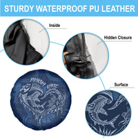 Hawaii Father's Day Vintage Lei Spare Tire Cover Hauoli la Makuakane - Blue LT7 - Polynesian Pride