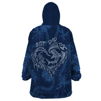 Hawaii Father's Day Vintage Lei Wearable Blanket Hoodie Hauoli la Makuakane - Blue LT7 - Polynesian Pride