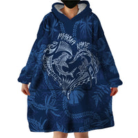 Hawaii Father's Day Vintage Lei Wearable Blanket Hoodie Hauoli la Makuakane - Blue LT7 - Polynesian Pride