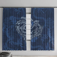 Hawaii Father's Day Vintage Lei Window Curtain Hauoli la Makuakane - Blue