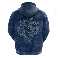 Hawaii Father's Day Vintage Lei Zip Hoodie Hauoli la Makuakane - Blue LT7 - Polynesian Pride