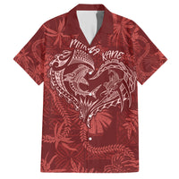 Hawaii Father's Day Vintage Lei Family Matching Short Sleeve Bodycon Dress and Hawaiian Shirt Hauoli la Makuakane - Red LT7 Dad's Shirt - Short Sleeve Red - Polynesian Pride