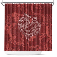 Hawaii Father's Day Vintage Lei Shower Curtain Hauoli la Makuakane - Red