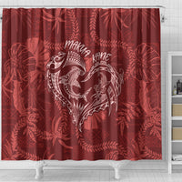 Hawaii Father's Day Vintage Lei Shower Curtain Hauoli la Makuakane - Red